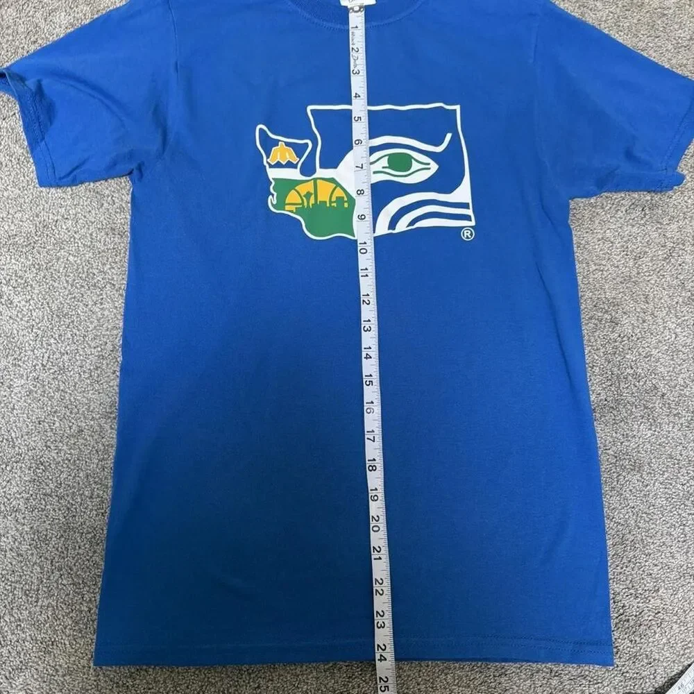 Seattle Seahawks/Mariners/Sonics Retro Graphic Blue T-shirt Women's Small